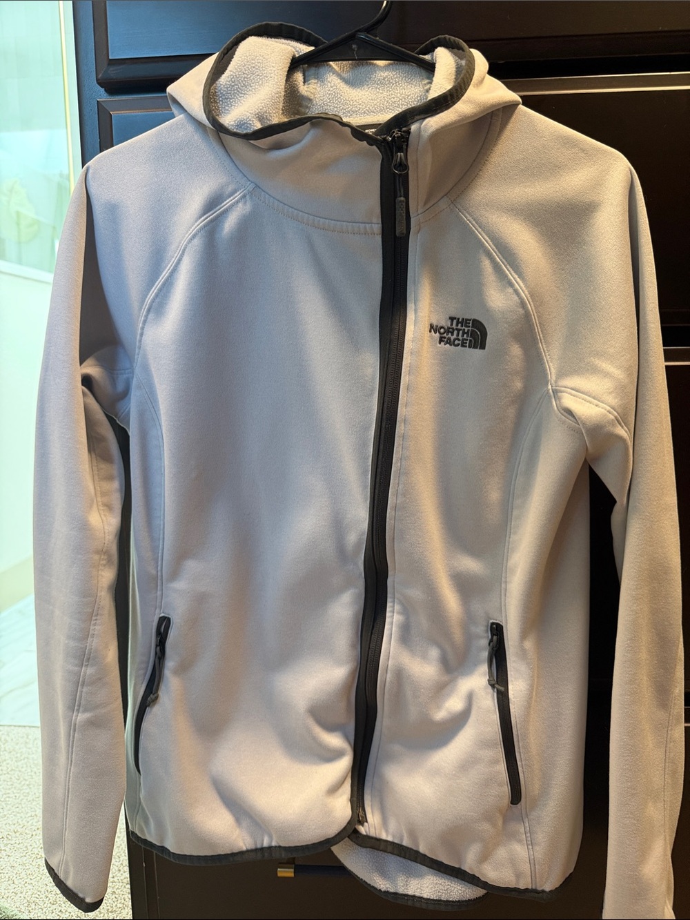The North Face Youth Light Gray Hooded Fleece Jacket